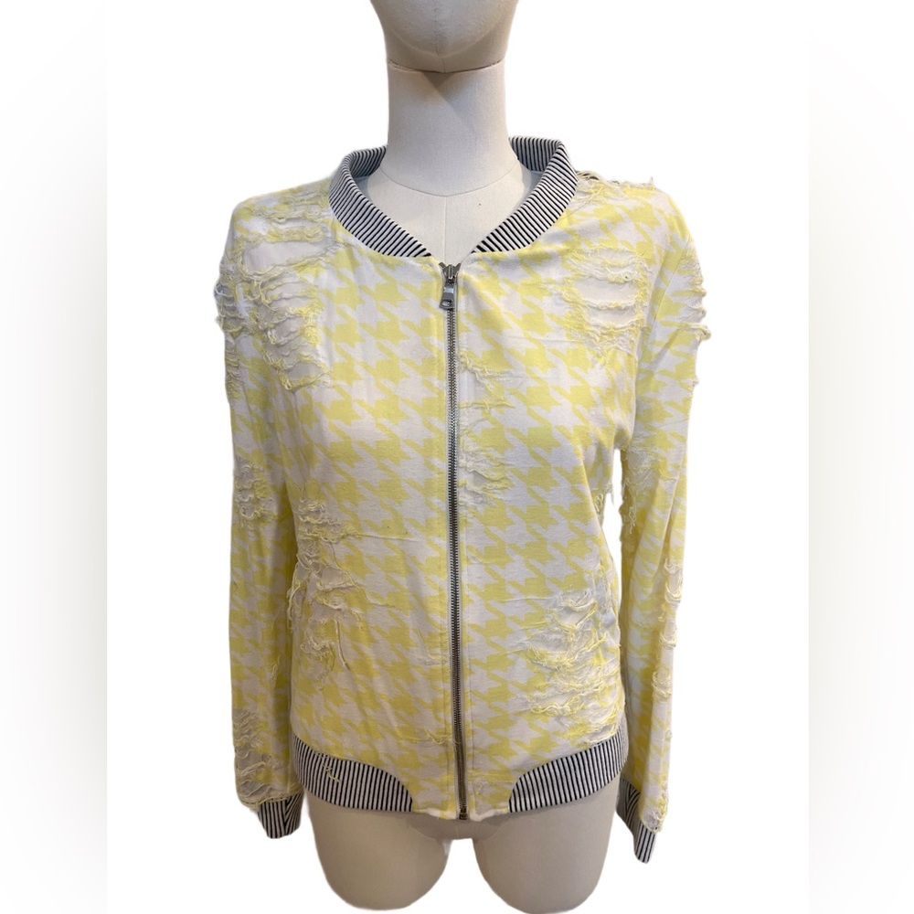 TOWNSEN Yellow Houndstooth lightweight Bomber Jacket